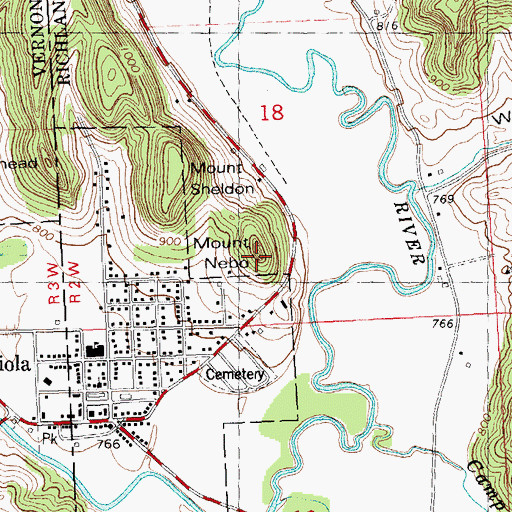 Topographic Map of Mount Nebo, WI