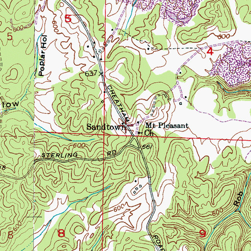 Topographic Map of Sandtown, AL
