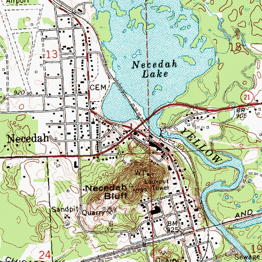 Topographic Map of Necedah, WI