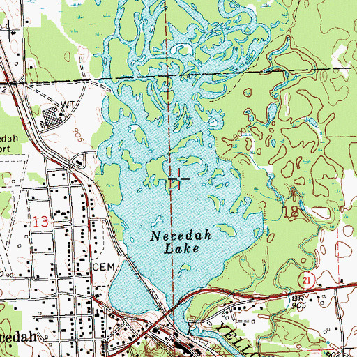 Topographic Map of Necedah Lake, WI
