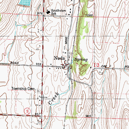 Topographic Map of Neda, WI