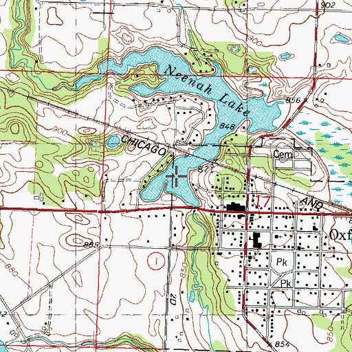 Topographic Map of Neenah Lake, WI