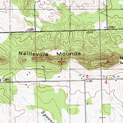 Topographic Map of Neillsville Mounds, WI