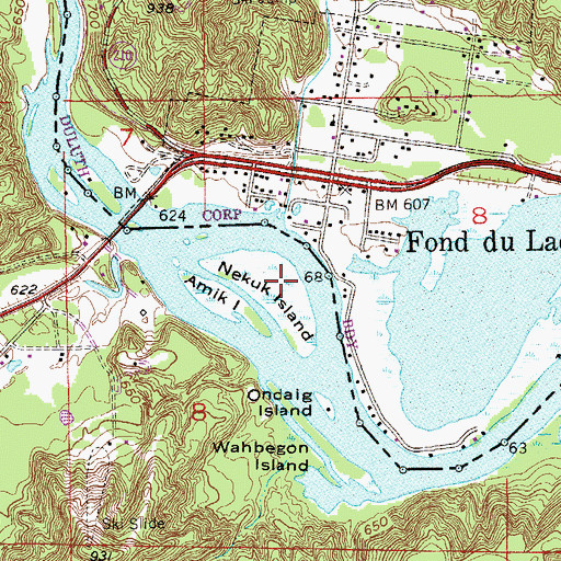Topographic Map of Nekuk Island, WI