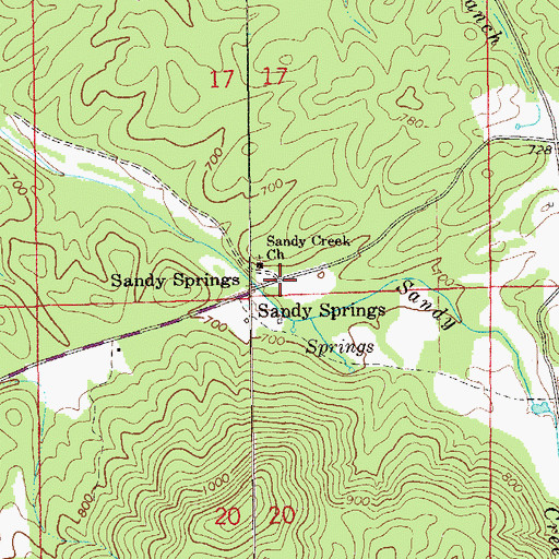 Topographic Map of Sandy Springs, AL