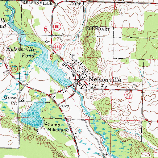 Topographic Map of Nelsonville, WI