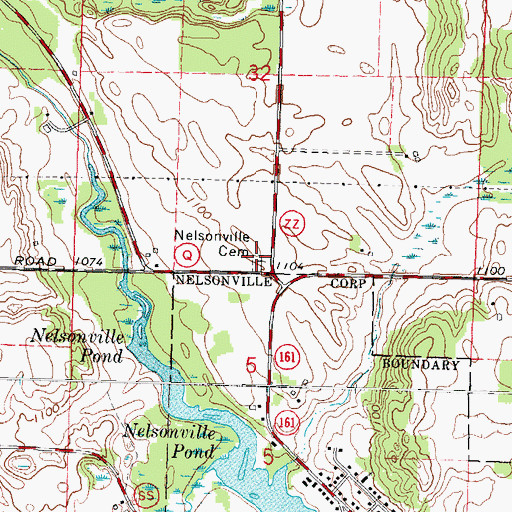 Topographic Map of Nelsonville Cemetery, WI