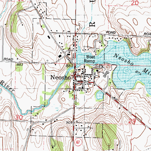 Topographic Map of Neosho, WI