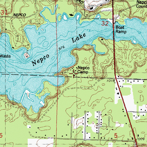 Topographic Map of Nepco Camp, WI