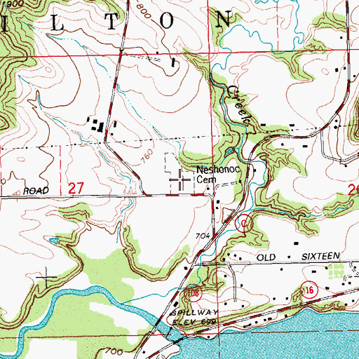 Topographic Map of Neshonoc Cemetery, WI