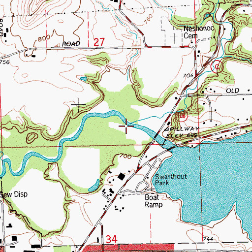 Topographic Map of Neshonoc Creek, WI