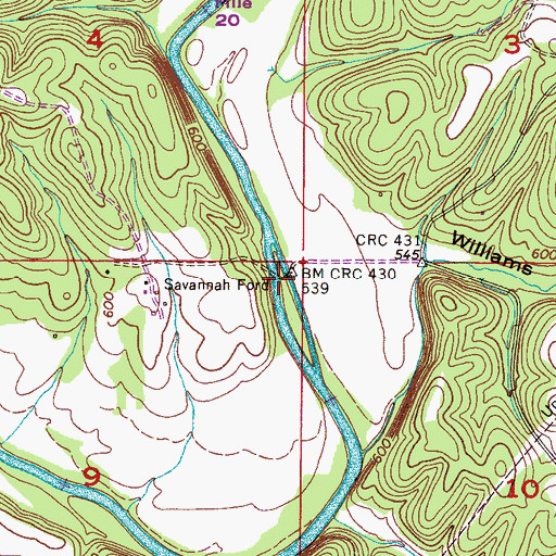 Topographic Map of Savannah Ford, AL