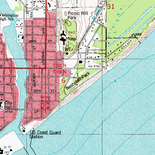 Topographic Map of Neshotah Park, WI