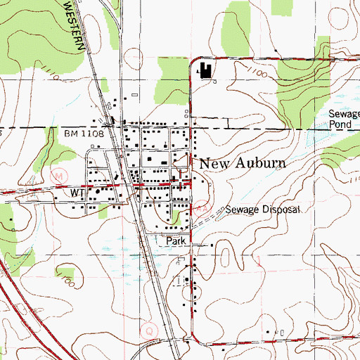 Topographic Map of New Auburn, WI