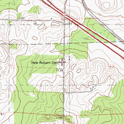 Topographic Map of New Auburn Cemetery, WI