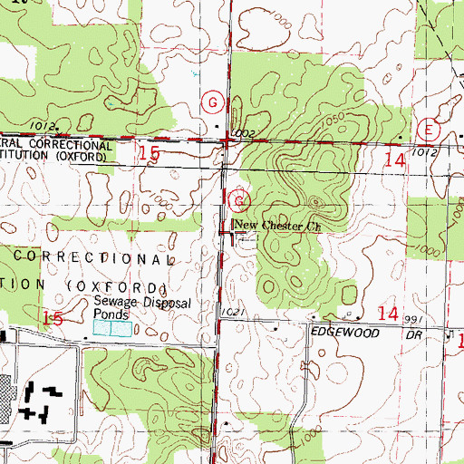Topographic Map of New Chester Church, WI
