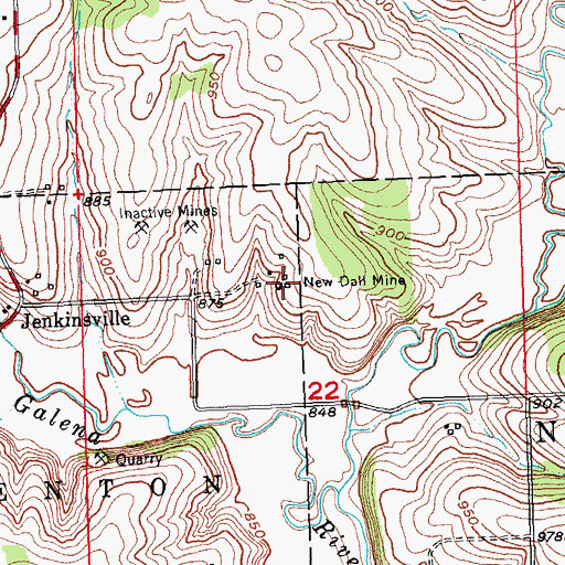 Topographic Map of New Dall Mine, WI