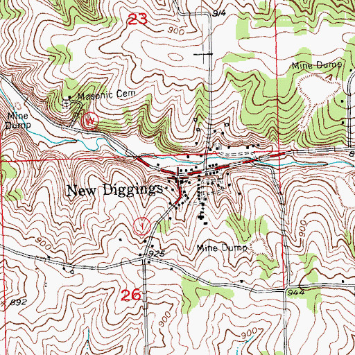 Topographic Map of New Diggings, WI