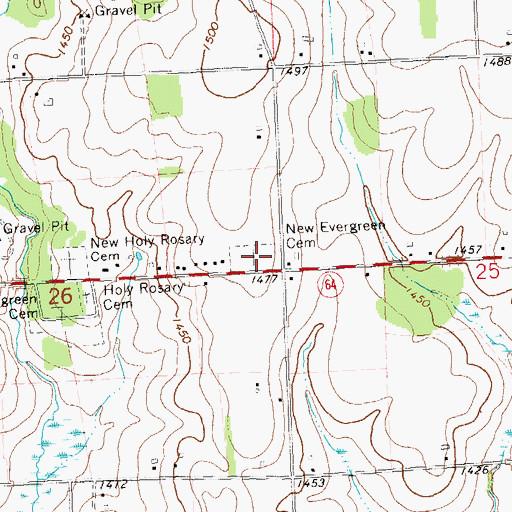 Topographic Map of Evergreen Cemetery II, WI