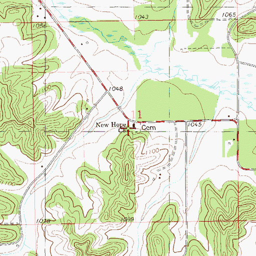 Topographic Map of New Hope Church, WI