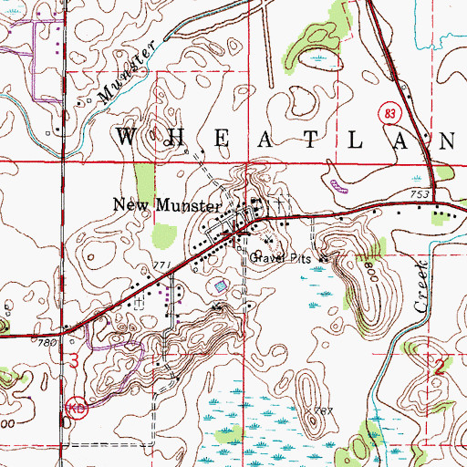 Topographic Map of New Munster, WI