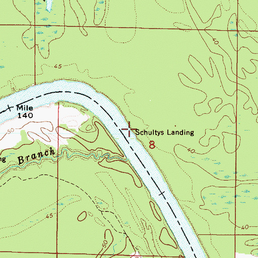 Topographic Map of Schultys Landing, AL
