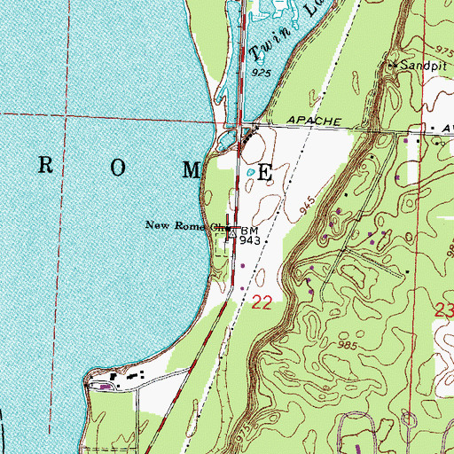 Topographic Map of New Rome Church, WI