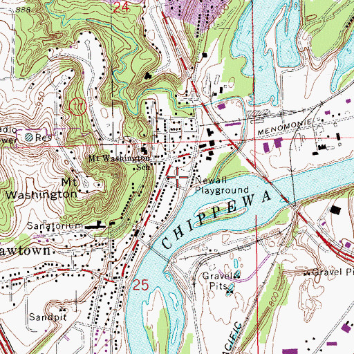 Topographic Map of Newall Playground, WI