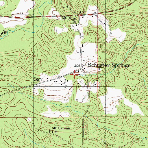 Topographic Map of Schuster, AL
