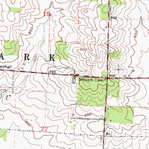 Topographic Map of Newark Cemetery, WI