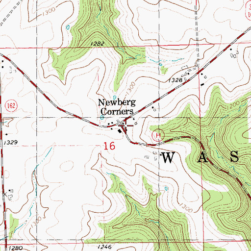 Topographic Map of Newberg Corners, WI