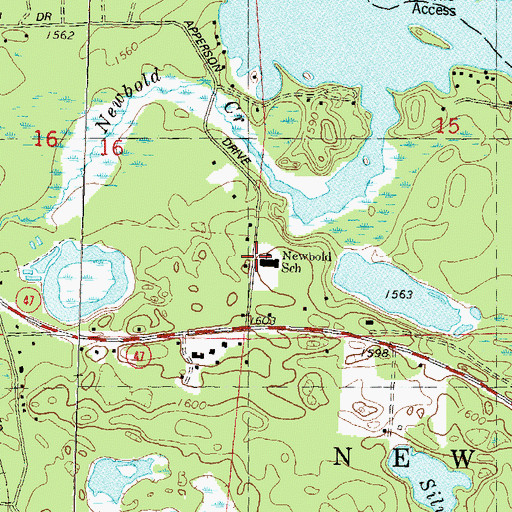 Topographic Map of Newbold Elementary School, WI