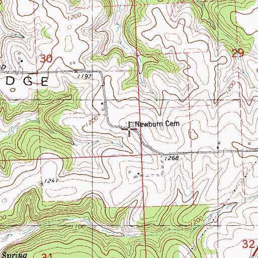 Topographic Map of Newburn Cemetery, WI