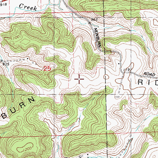 Topographic Map of Newburn Ridge, WI