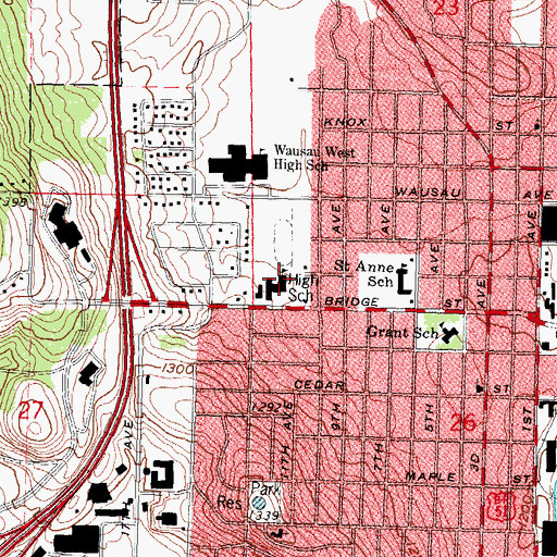 Topographic Map of Newman Catholic High School, WI