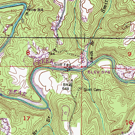 Topographic Map of Scott Ford, AL