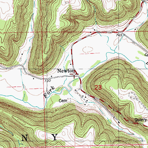 Topographic Map of Newton, WI