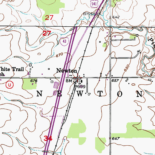 Topographic Map of Newton, WI