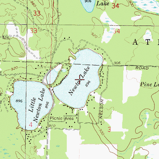 Topographic Map of Newton Lake, WI