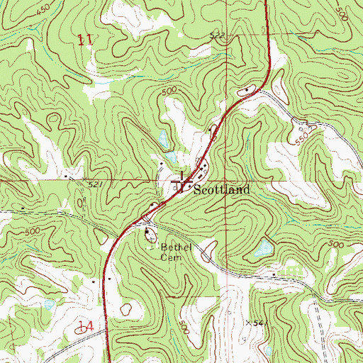 Topographic Map of Scottland, AL