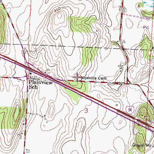 Topographic Map of Newville Cemetery, WI