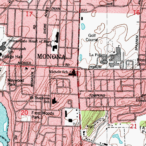 Topographic Map of MG21 Charter School, WI