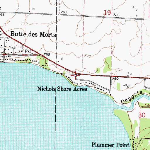 Topographic Map of Nichols Shore Acres, WI