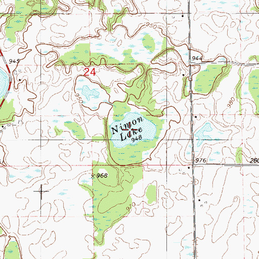 Topographic Map of Nimon Lake, WI