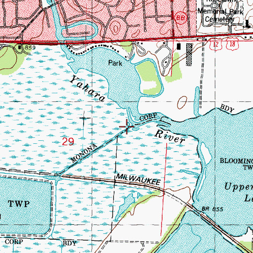 Topographic Map of Nine Springs Creek, WI