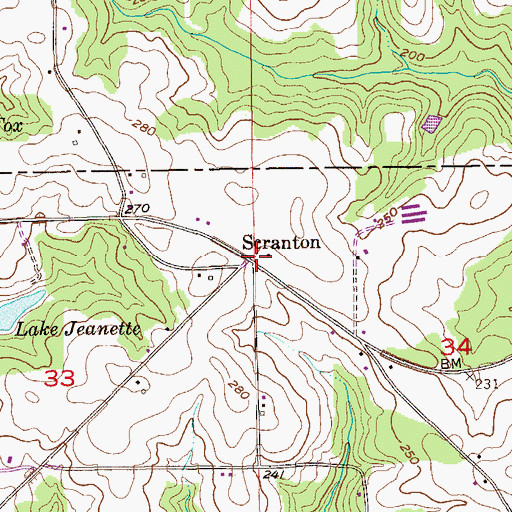 Topographic Map of Scranton, AL