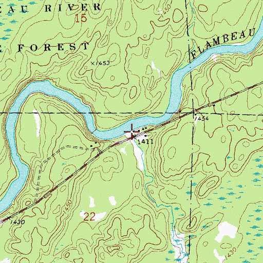 Topographic Map of Ninemile Creek, WI
