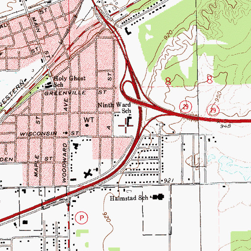 Topographic Map of Southview Elementary School, WI