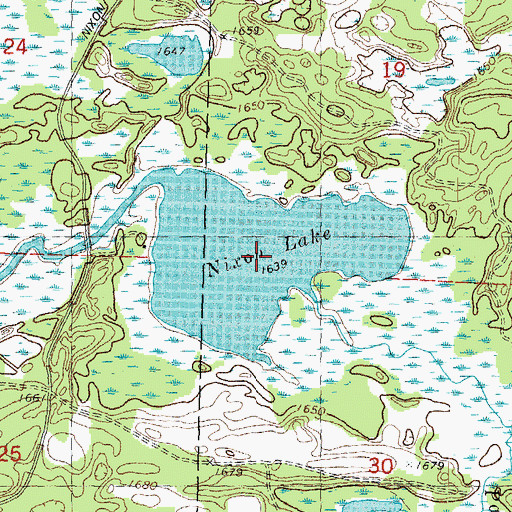 Topographic Map of Nixon Lake, WI