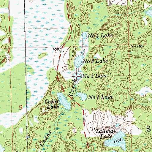 Topographic Map of Number Two Lake, WI